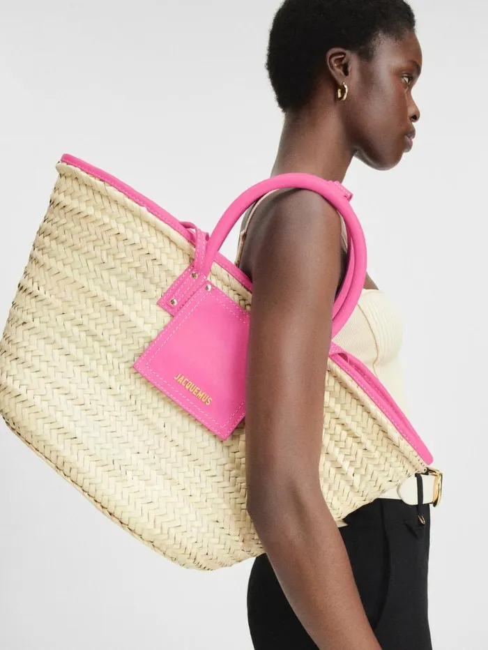 JACQUEMUS The Soli Basket Neon Pink Women Crossbody and Handbags JACQUEMUS The Soli Basket Neon Pink Women Crossbody and Handbags