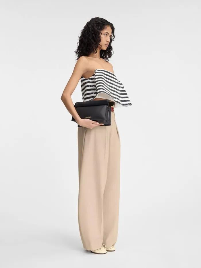 JACQUEMUS The Spezia Top Embroidered Sequins Stripes Navy White Women Tops and Shirts JACQUEMUS The Spezia Top Embroidered Sequins Stripes Navy White Women Tops and Shirts