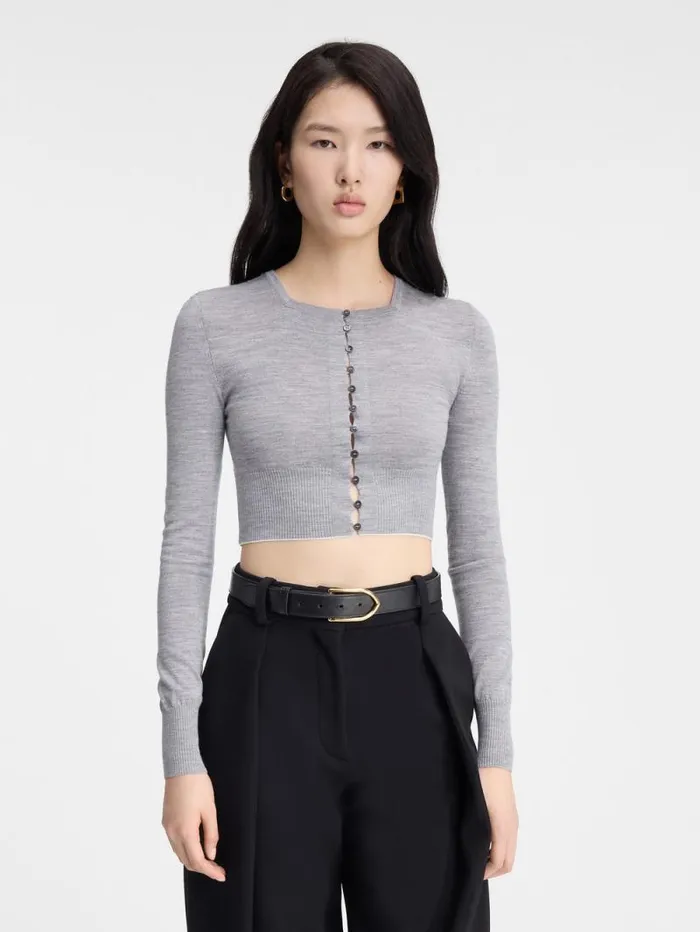 JACQUEMUS The Spiaggia Cardigan Grey Women Knits JACQUEMUS The Spiaggia Cardigan Grey Women Knits