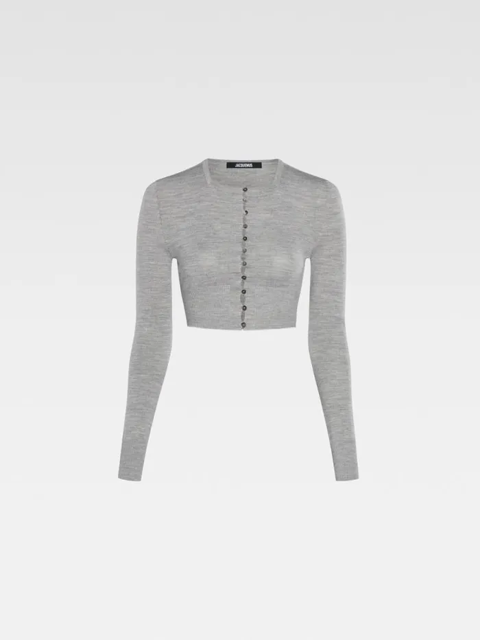 JACQUEMUS The Spiaggia Cardigan Grey Women Knits JACQUEMUS The Spiaggia Cardigan Grey Women Knits