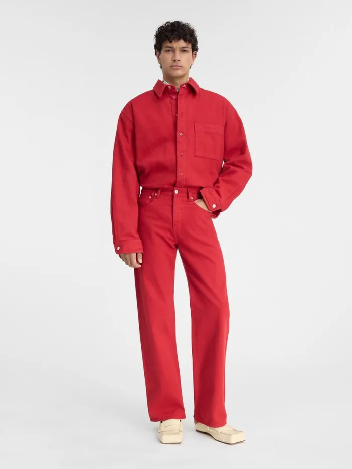 JACQUEMUS The Straight DeNmes Denim Pants Red Men Denim