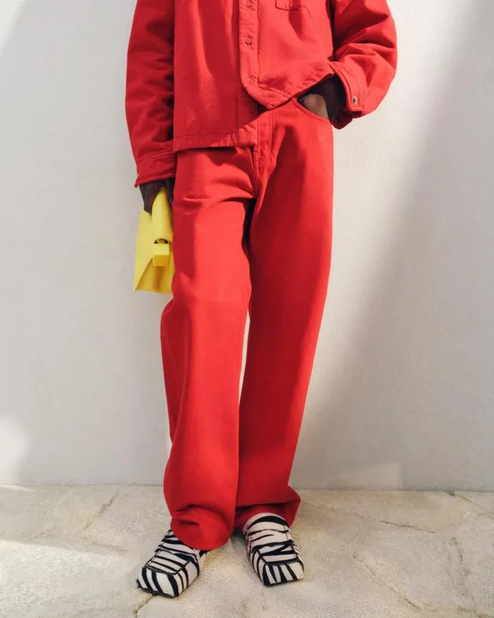 JACQUEMUS The Straight DeNmes Denim Pants Red Men Denim