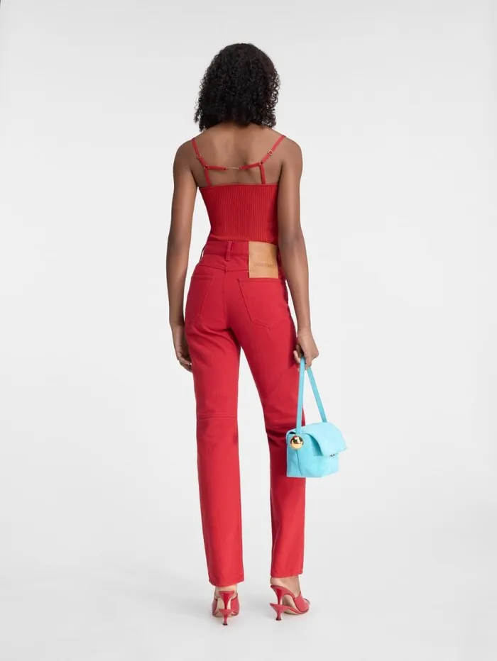 JACQUEMUS The Straight DeNmes Denim Pants Red Women Denim JACQUEMUS The Straight DeNmes Denim Pants Red Women Denim