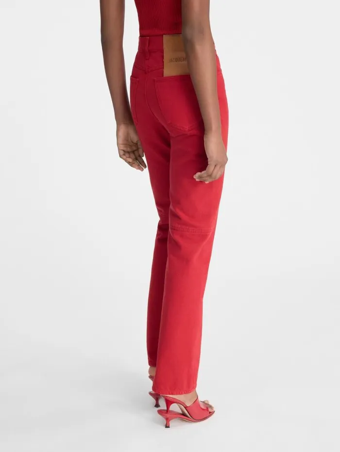 JACQUEMUS The Straight DeNmes Denim Pants Red Women Denim JACQUEMUS The Straight DeNmes Denim Pants Red Women Denim