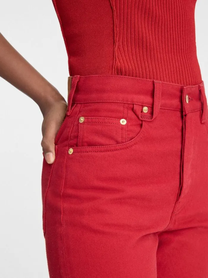 JACQUEMUS The Straight DeNmes Denim Pants Red Women Denim JACQUEMUS The Straight DeNmes Denim Pants Red Women Denim