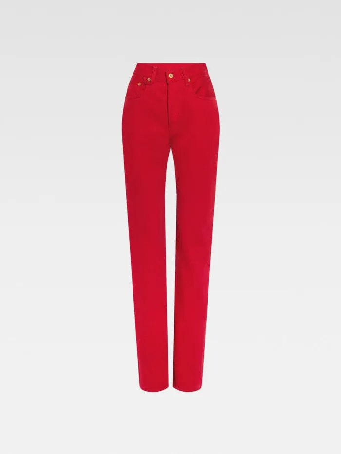 JACQUEMUS The Straight DeNmes Denim Pants Red Women Denim JACQUEMUS The Straight DeNmes Denim Pants Red Women Denim