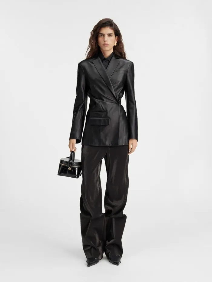 JACQUEMUS The Tibau Leather Jacket Black Women Coats and Jackets
