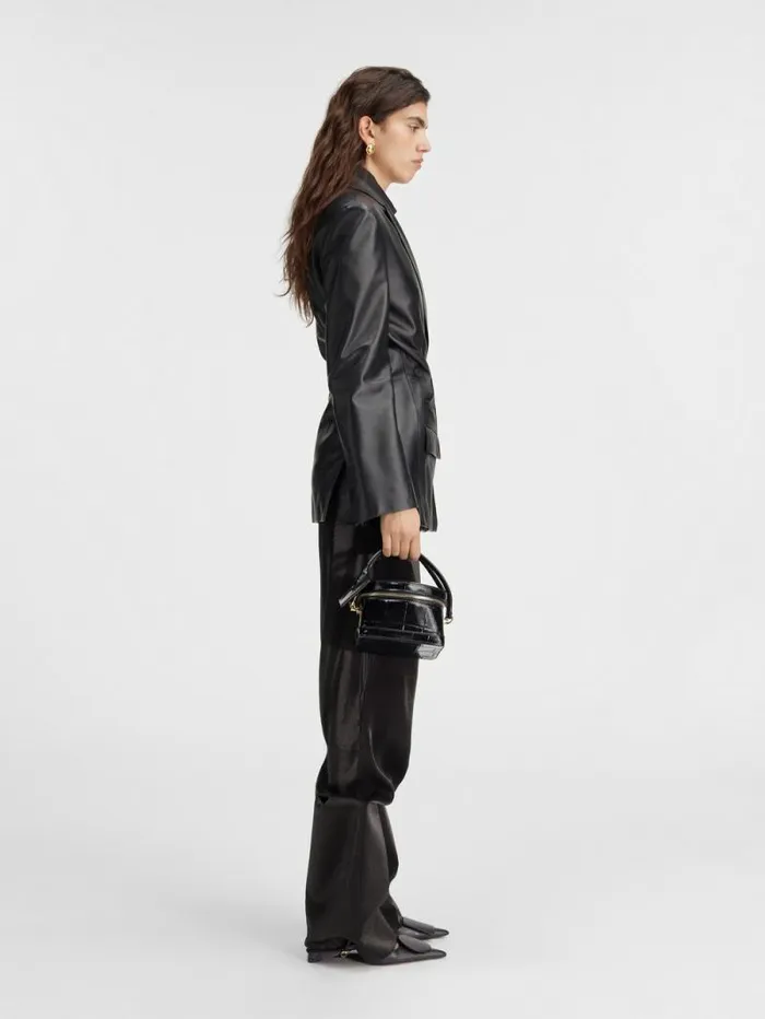 JACQUEMUS The Tibau Leather Jacket Black Women Coats and Jackets JACQUEMUS The Tibau Leather Jacket Black Women Coats and Jackets