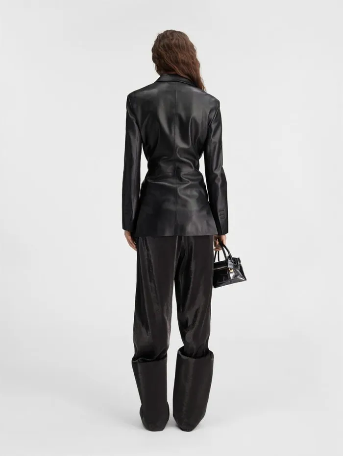JACQUEMUS The Tibau Leather Jacket Black Women Coats and Jackets JACQUEMUS The Tibau Leather Jacket Black Women Coats and Jackets