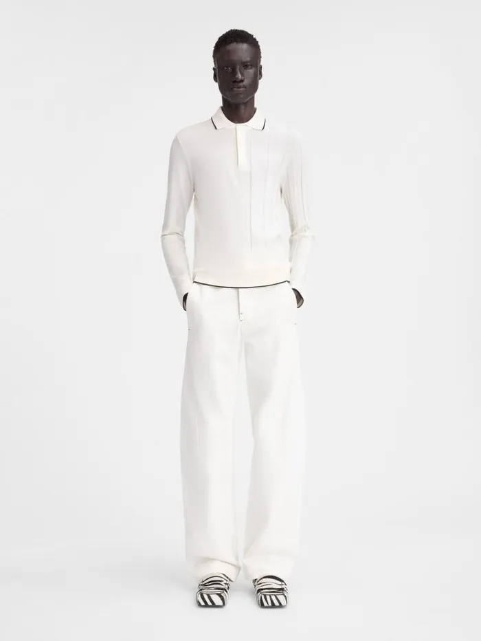 JACQUEMUS The Tricot Longsleeve Polo Shirt Offwhite Men Knits