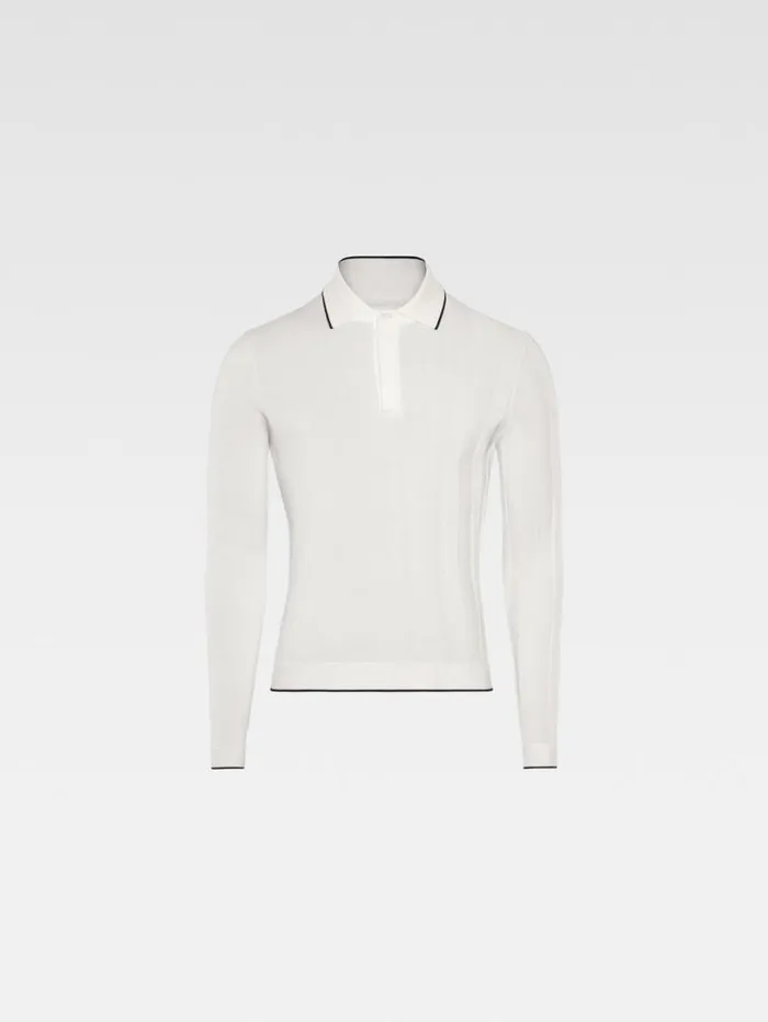 JACQUEMUS The Tricot Longsleeve Polo Shirt Offwhite Men Knits JACQUEMUS The Tricot Longsleeve Polo Shirt Offwhite Men Knits
