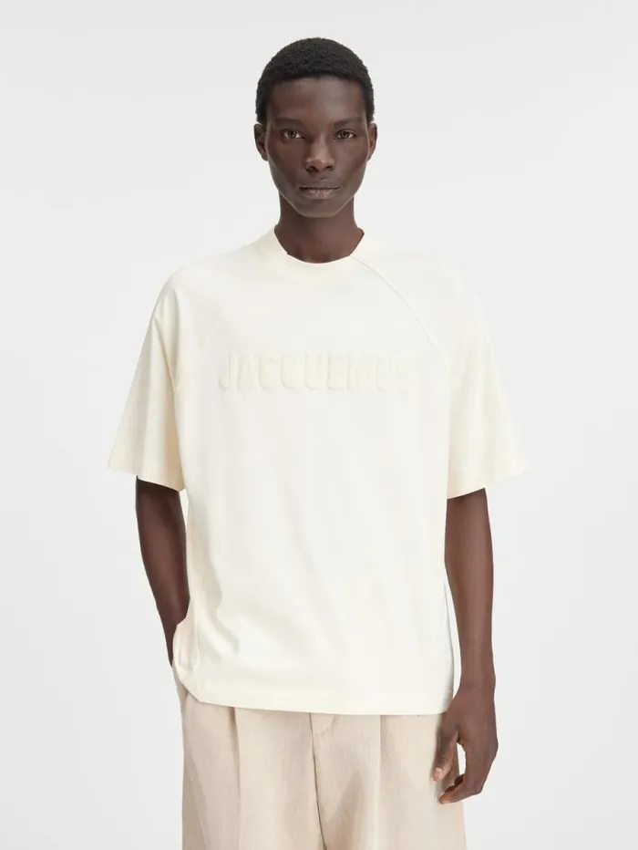 JACQUEMUS The Typo Tshirt Light Beige Men Tshirts