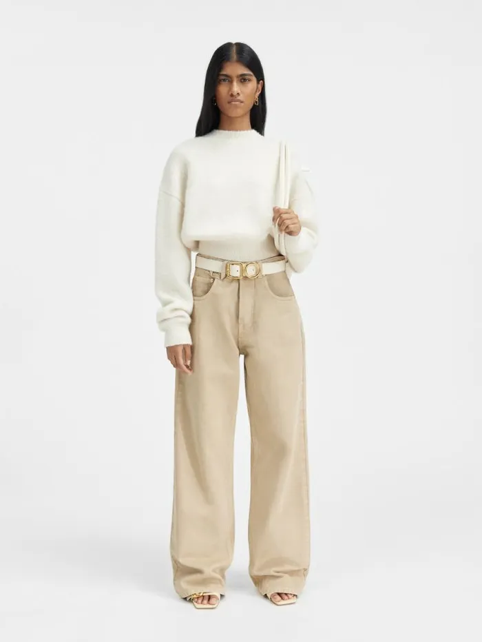 JACQUEMUS The Wide DeNmes Denim Pants Beige Men Denim