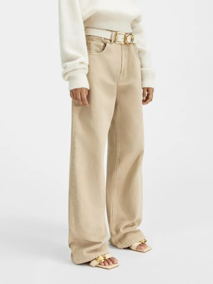 JACQUEMUS The Wide DeNmes Denim Pants Beige Men Denim