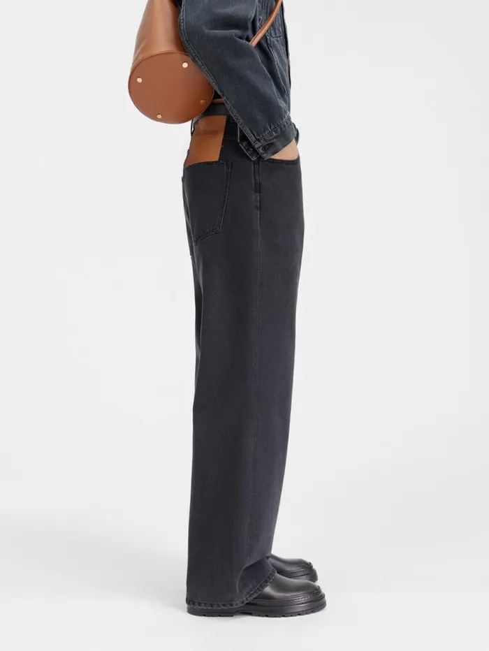 JACQUEMUS The Wide DeNmes Denim Pants Black Men Denim