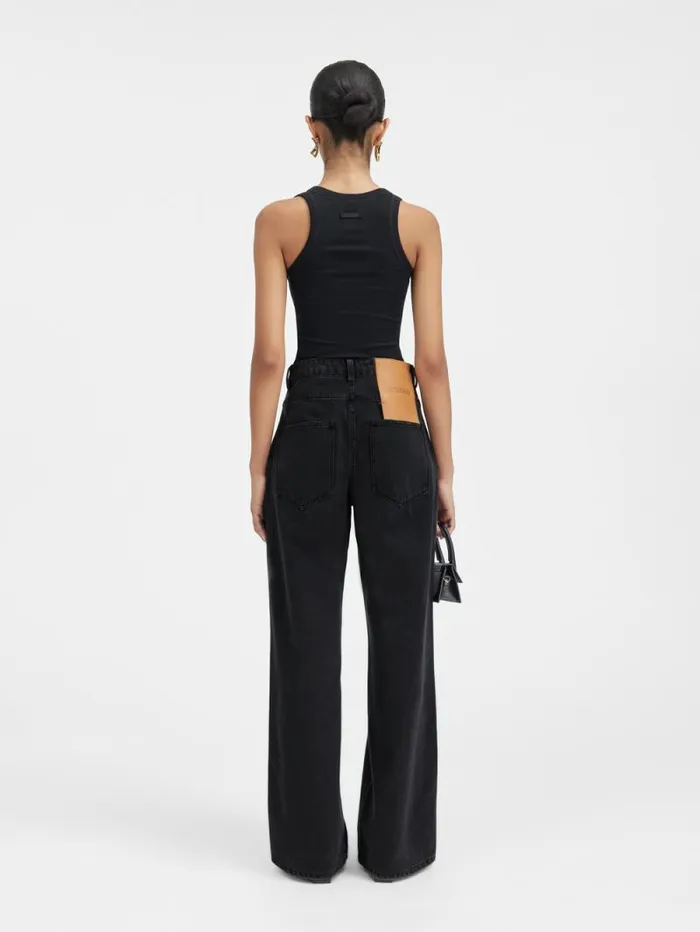 JACQUEMUS The Wide DeNmes Denim Pants Black Women Denim JACQUEMUS The Wide DeNmes Denim Pants Black Women Denim