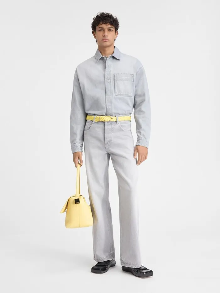 JACQUEMUS The Wide DeNmes Denim Pants Grey Offwhite Men Denim