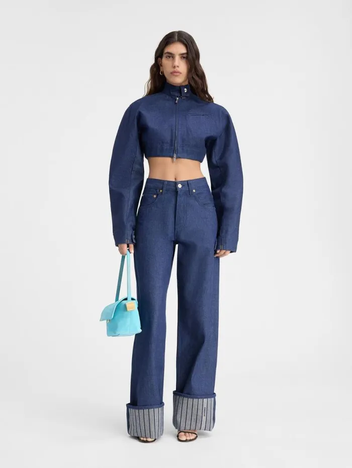 JACQUEMUS The Wide DeNmes Denim Pants Navy Navy Stripes Women Denim