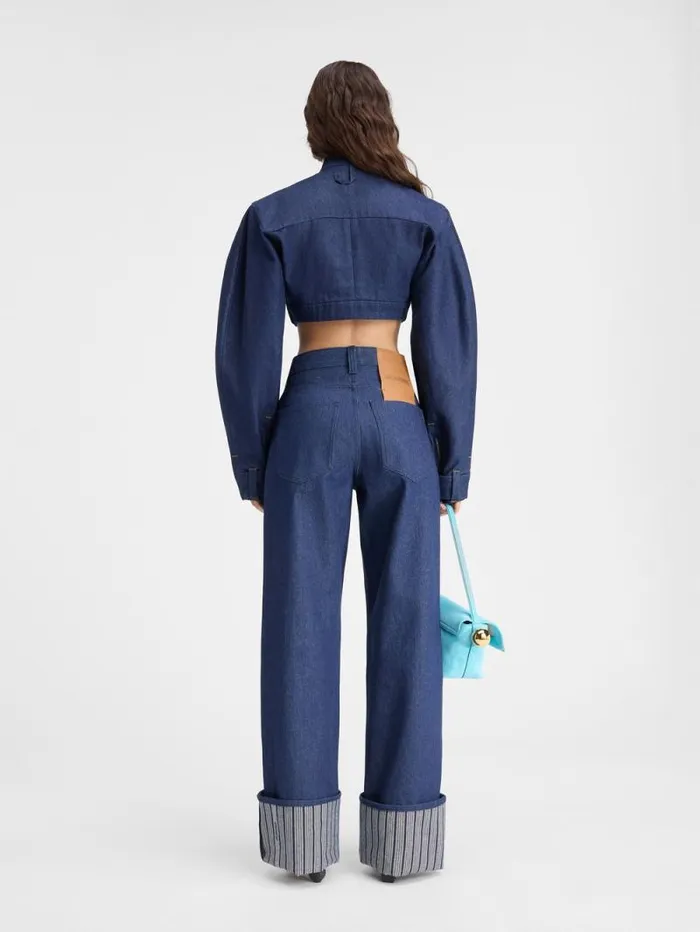 JACQUEMUS The Wide DeNmes Denim Pants Navy Navy Stripes Women Denim
