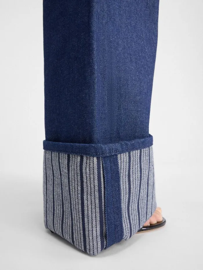 JACQUEMUS The Wide DeNmes Denim Pants Navy Navy Stripes Women Denim