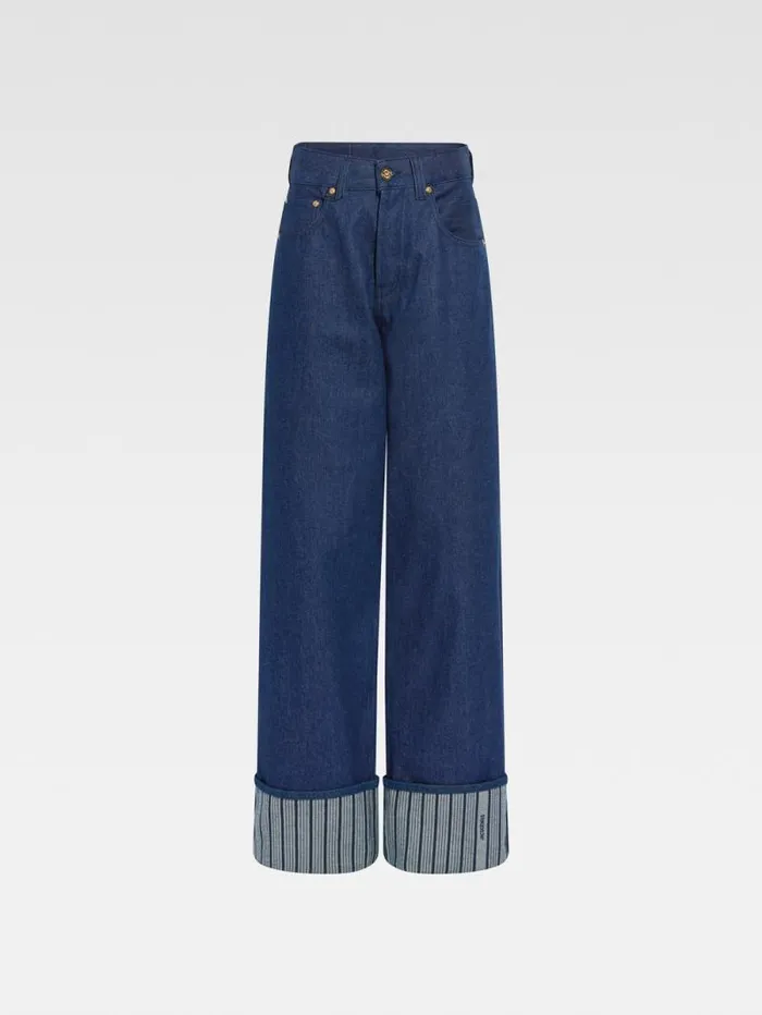 JACQUEMUS The Wide DeNmes Denim Pants Navy Navy Stripes Women Denim