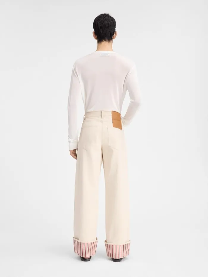 JACQUEMUS The Wide DeNmes Denim Pants Offwhite Red Stripes Men Denim JACQUEMUS The Wide DeNmes Denim Pants Offwhite Red Stripes Men Denim