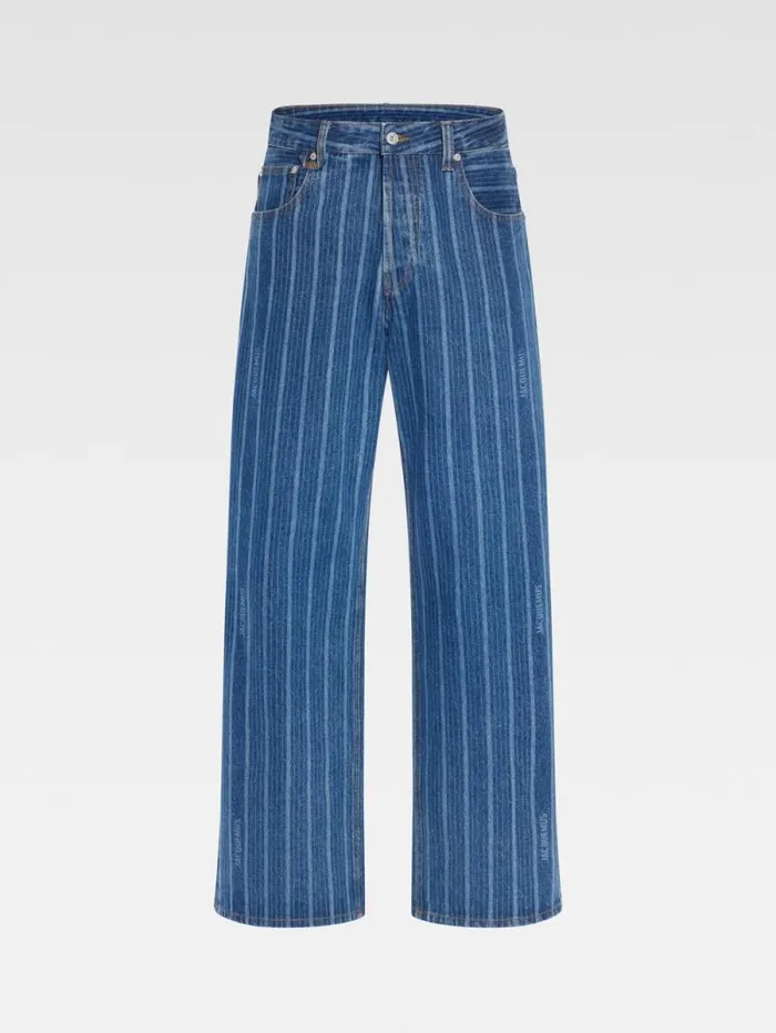 JACQUEMUS The Wide DeNmes Denim Pants Print Blue Stripes Men Denim JACQUEMUS The Wide DeNmes Denim Pants Print Blue Stripes Men Denim