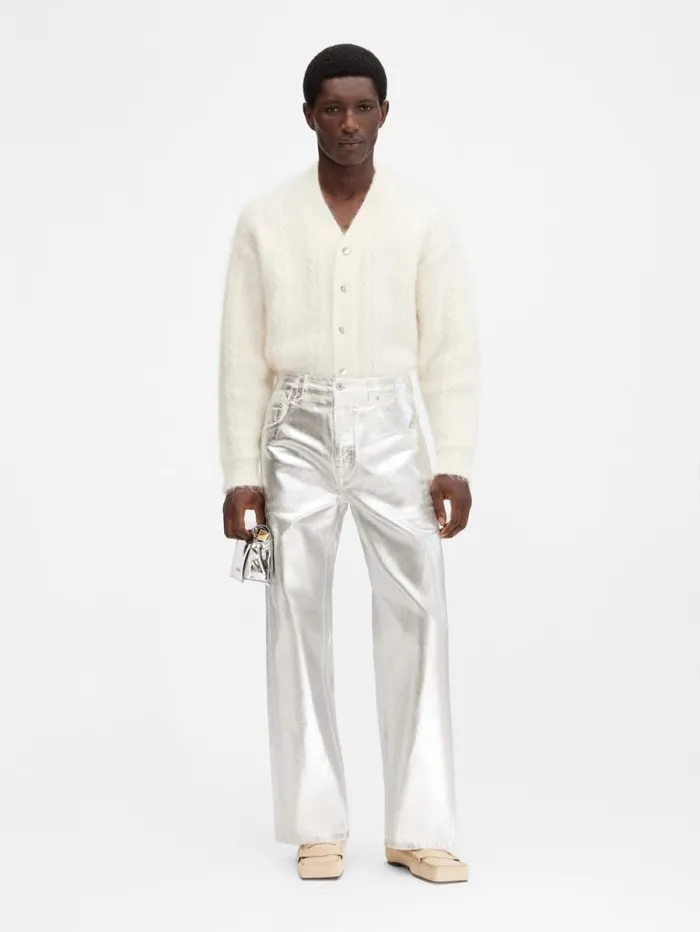 JACQUEMUS The Wide DeNmes Denim Pants Silver Men Denim