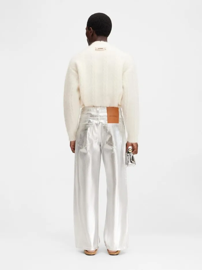 JACQUEMUS The Wide DeNmes Denim Pants Silver Men Denim