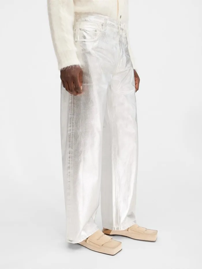 JACQUEMUS The Wide DeNmes Denim Pants Silver Men Denim