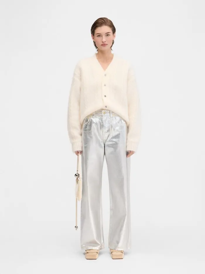 JACQUEMUS The Wide DeNmes Denim Pants Silver Women Denim