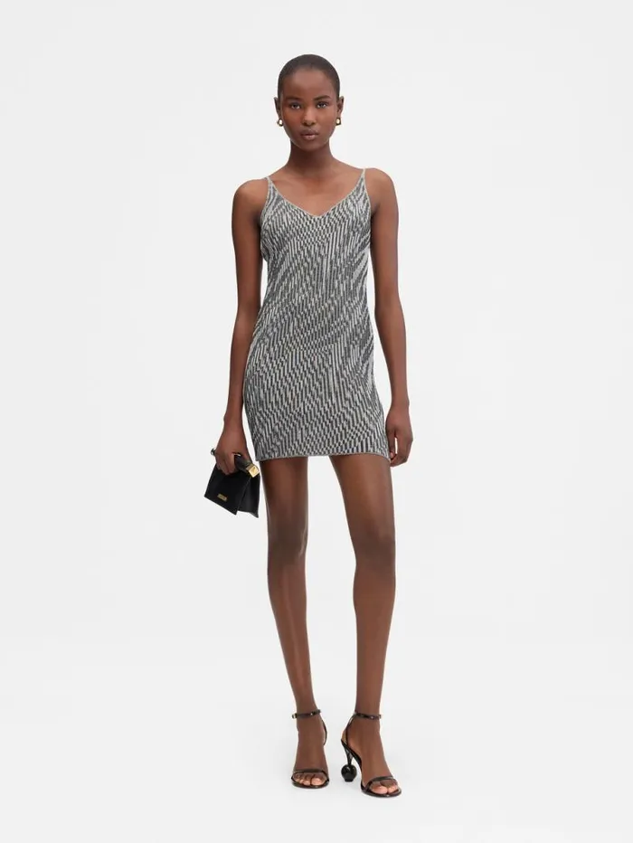 JACQUEMUS The Zebra Mini Knit Dress Black and White Zebra Women Dresses and Skirts