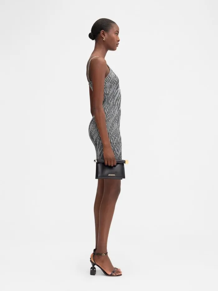 JACQUEMUS The Zebra Mini Knit Dress Black and White Zebra Women Dresses and Skirts