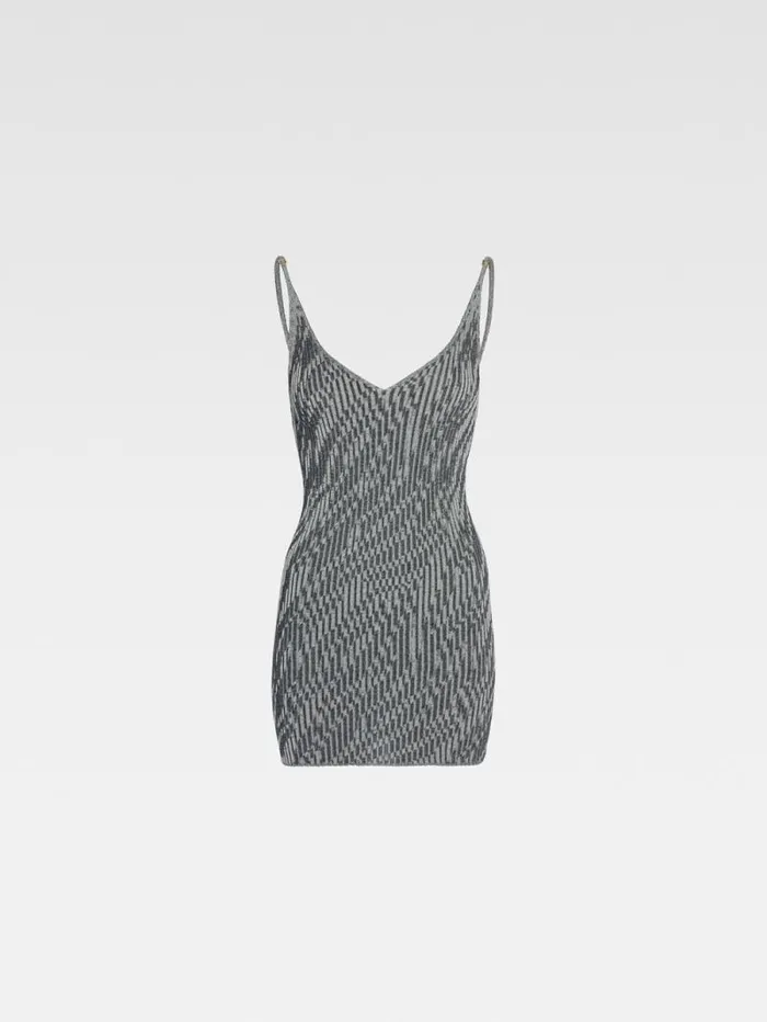 JACQUEMUS The Zebra Mini Knit Dress Black and White Zebra Women Dresses and Skirts