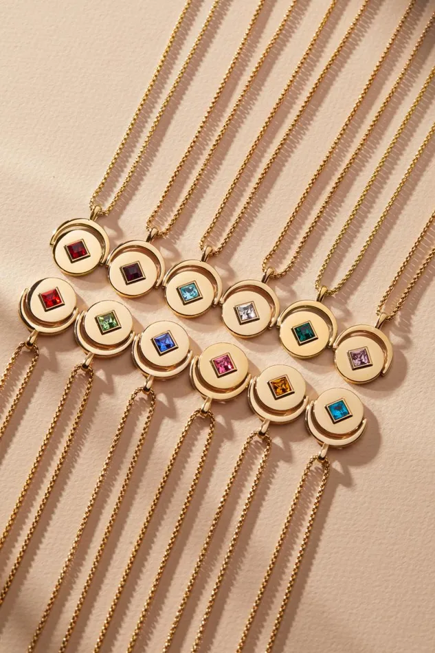 January Birthstone And Flower Flip Charm Necklace Stainless Steel Gold Women Alex And Ani Birthday January Birthstone And Flower Flip Charm Necklace Stainless Steel Gold Women Alex And Ani Birthday