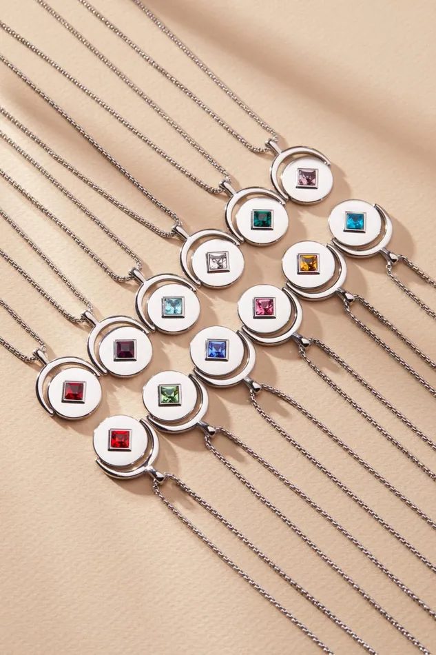 January Birthstone And Flower Flip Charm Necklace Stainless Steel Gold Women Alex And Ani Birthday January Birthstone And Flower Flip Charm Necklace Stainless Steel Gold Women Alex And Ani Birthday