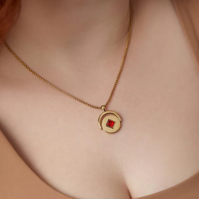 July Birthstone And Flower Flip Charm Necklace Stainless Steel Gold Women Alex And Ani Flower July Birthstone And Flower Flip Charm Necklace Stainless Steel Gold Women Alex And Ani Flower