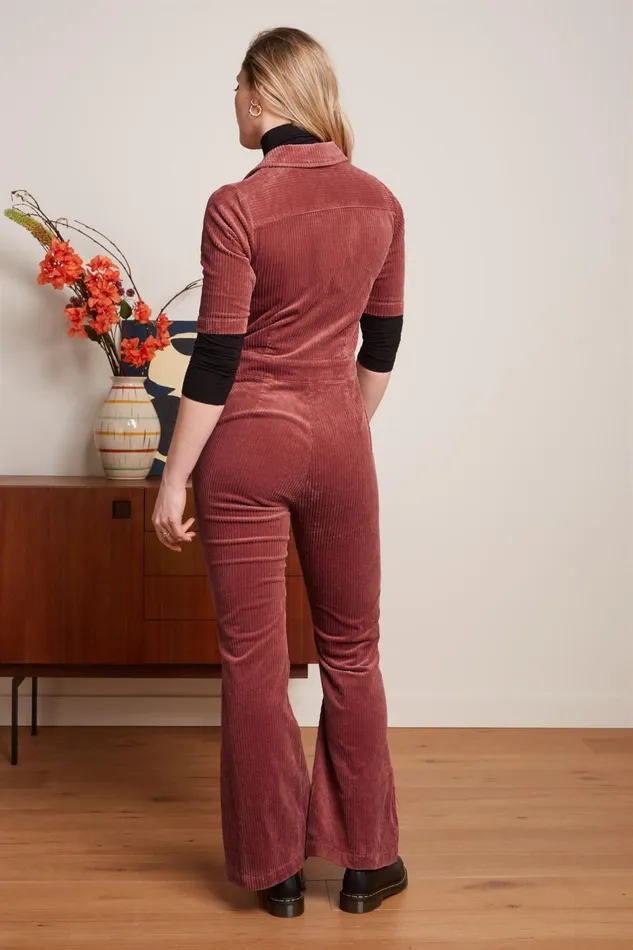 Jumpsuits Women King Louie Garbo Flare Jumpsuit Corduroy Desert Red 8211 Corduroy