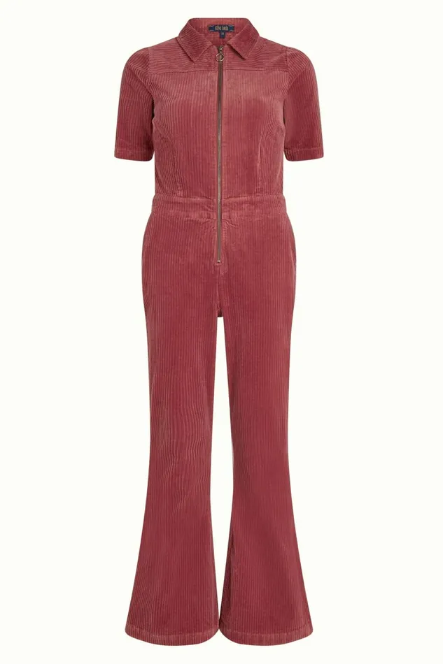 Jumpsuits Women King Louie Garbo Flare Jumpsuit Corduroy Desert Red 8211 Corduroy