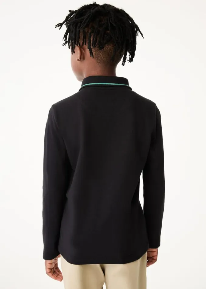 Junior Paul Smith Polo Shirts 213 Years Black Signature Logo Long Sleeve Polo Shirt Junior Paul Smith Polo Shirts 213 Years Black Signature Logo Long Sleeve Polo Shirt