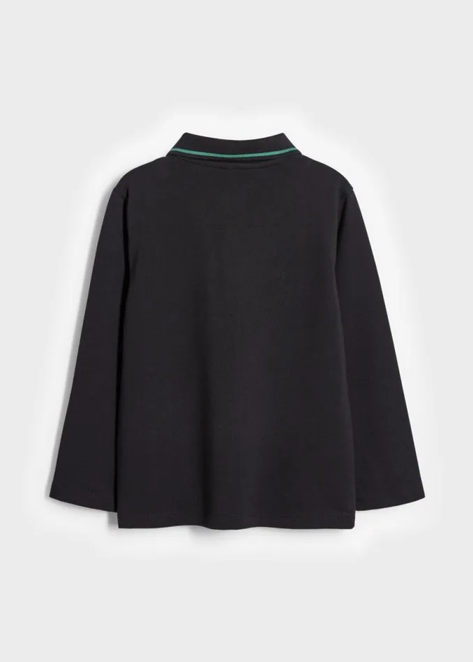 Junior Paul Smith Polo Shirts 213 Years Black Signature Logo Long Sleeve Polo Shirt Junior Paul Smith Polo Shirts 213 Years Black Signature Logo Long Sleeve Polo Shirt