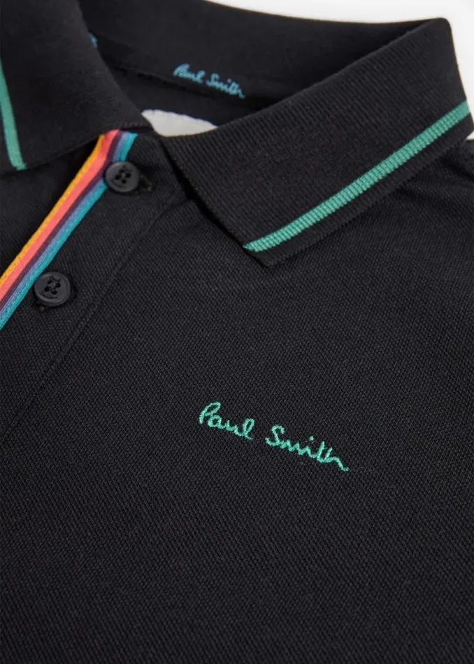 Junior Paul Smith Polo Shirts 213 Years Black Signature Logo Long Sleeve Polo Shirt Junior Paul Smith Polo Shirts 213 Years Black Signature Logo Long Sleeve Polo Shirt