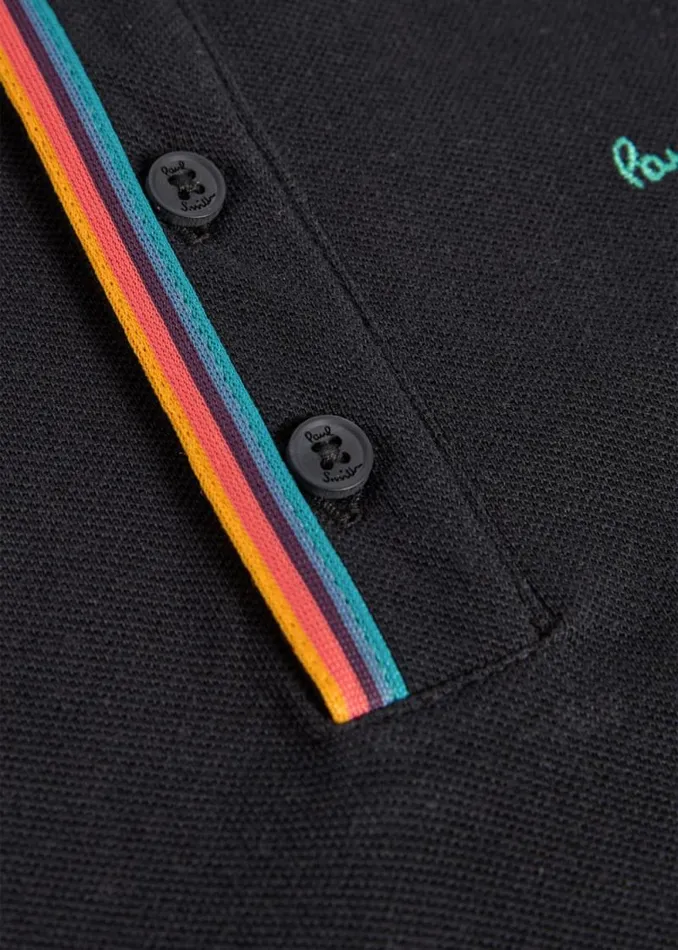 Junior Paul Smith Polo Shirts 213 Years Black Signature Logo Long Sleeve Polo Shirt Junior Paul Smith Polo Shirts 213 Years Black Signature Logo Long Sleeve Polo Shirt