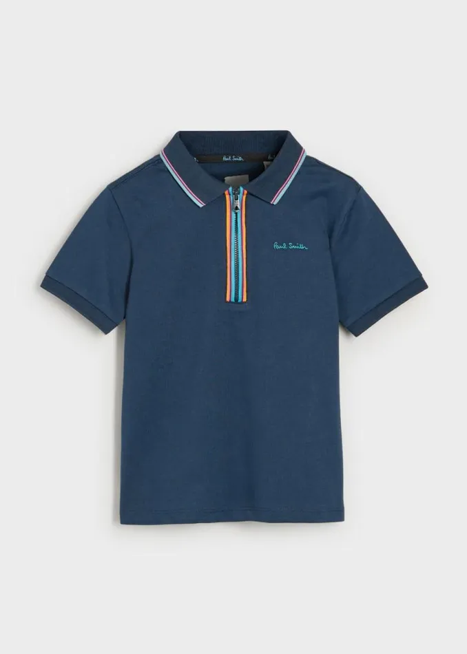 Junior Paul Smith Polo Shirts 213 Years Navy 039Artist Stripe039 Zip Polo Shirt Junior Paul Smith Polo Shirts 213 Years Navy 039Artist Stripe039 Zip Polo Shirt
