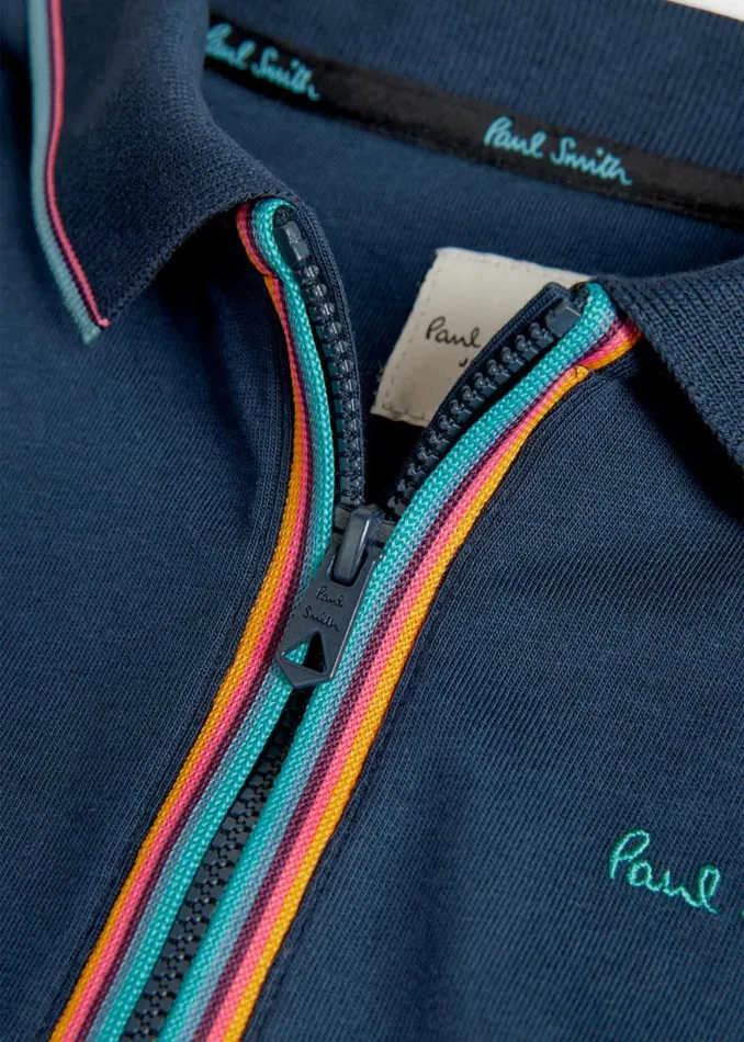Junior Paul Smith Polo Shirts 213 Years Navy 039Artist Stripe039 Zip Polo Shirt Junior Paul Smith Polo Shirts 213 Years Navy 039Artist Stripe039 Zip Polo Shirt