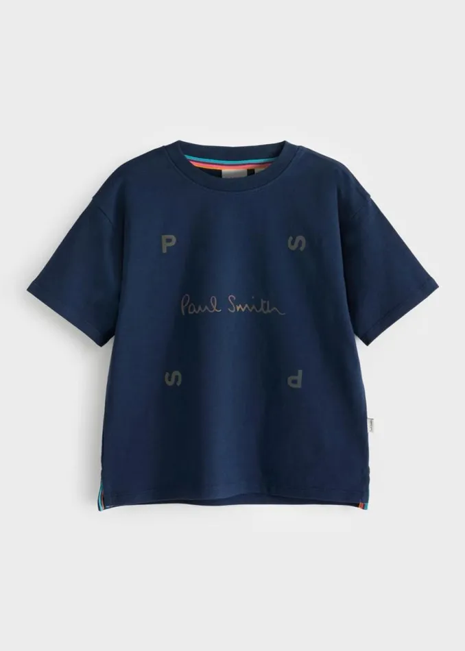Junior Paul Smith TShirts 213 Years Navy 039PS Logo039 Print TShirt