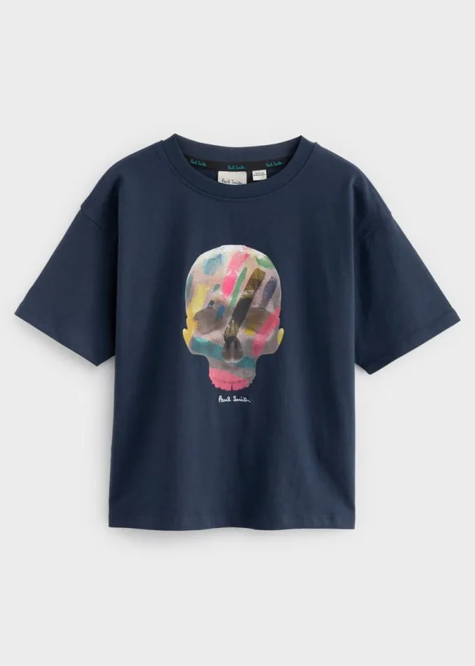 Junior Paul Smith TShirts 213 Years Navy Skull Print TShirt