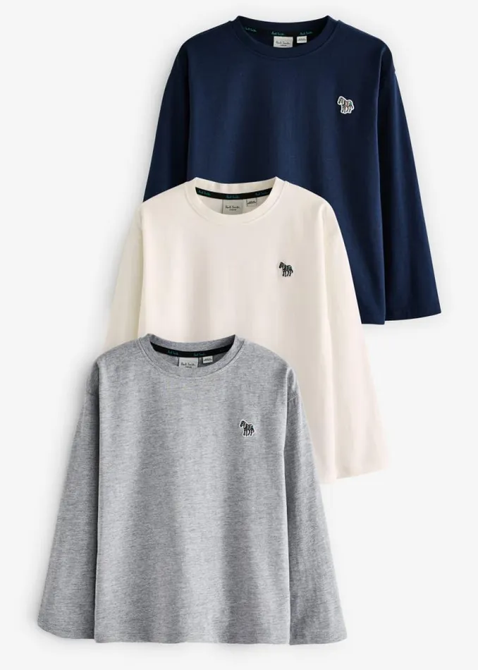 Junior Paul Smith TShirts 213 Years Navy White and Grey LongSleeve TShirts 3 Pack