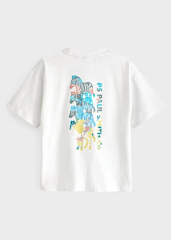 Junior Paul Smith TShirts 213 Years White 039Stacked Zebra039 Print TShirt Junior Paul Smith TShirts 213 Years White 039Stacked Zebra039 Print TShirt