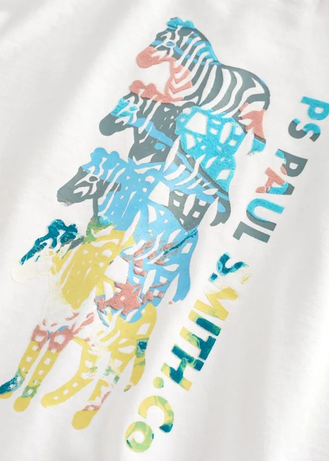 Junior Paul Smith TShirts 213 Years White 039Stacked Zebra039 Print TShirt Junior Paul Smith TShirts 213 Years White 039Stacked Zebra039 Print TShirt